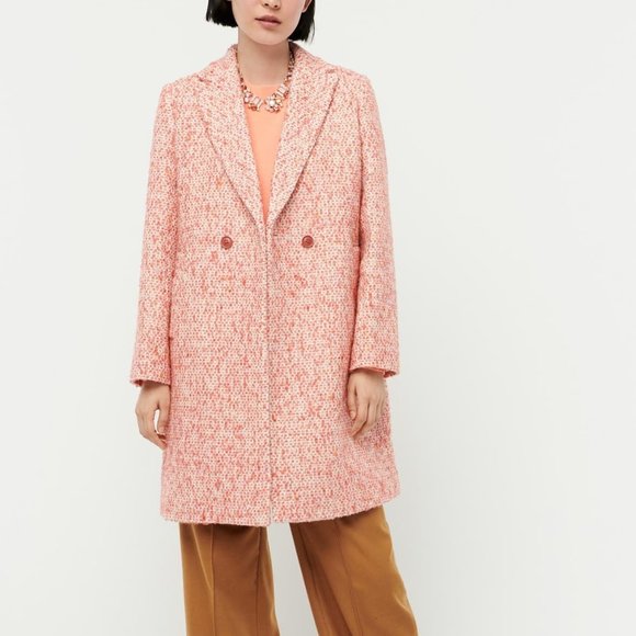 J Crew Pink Daphne Tweed Coat Sz 